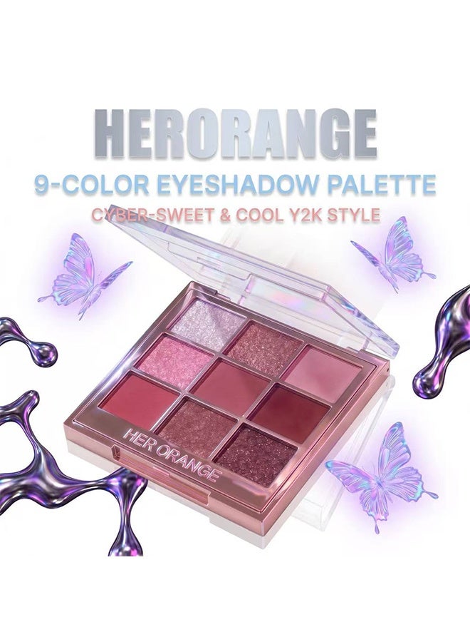 HERORANGE 9 Colors The Pink Mist Dream Eyeshadow Palette, Multi Tone Blendable Pigmented Eyeshadow Powder, Long Lasting Natural Daily & Pink Smoky Eye Makeup Palette 02# - Image 3