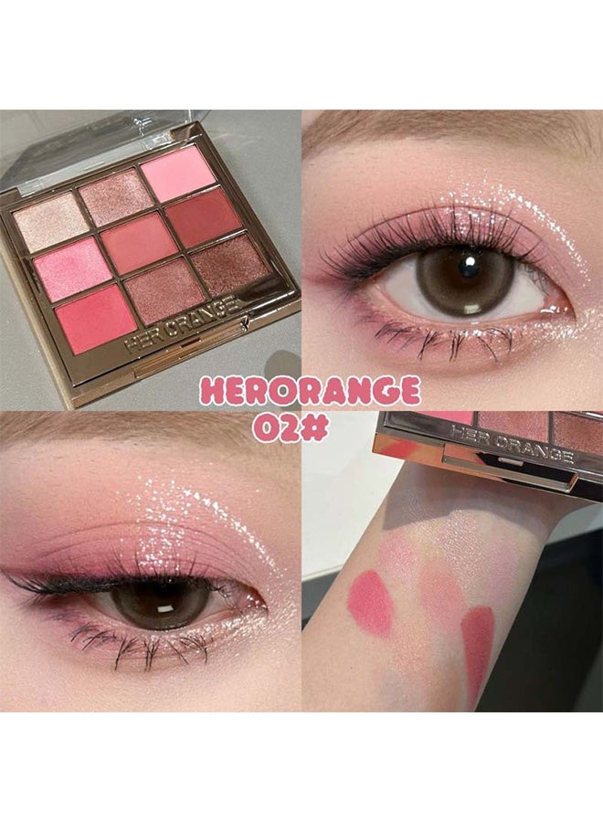 HERORANGE 9 Colors The Pink Mist Dream Eyeshadow Palette, Multi Tone Blendable Pigmented Eyeshadow Powder, Long Lasting Natural Daily & Pink Smoky Eye Makeup Palette 02# - Image 2