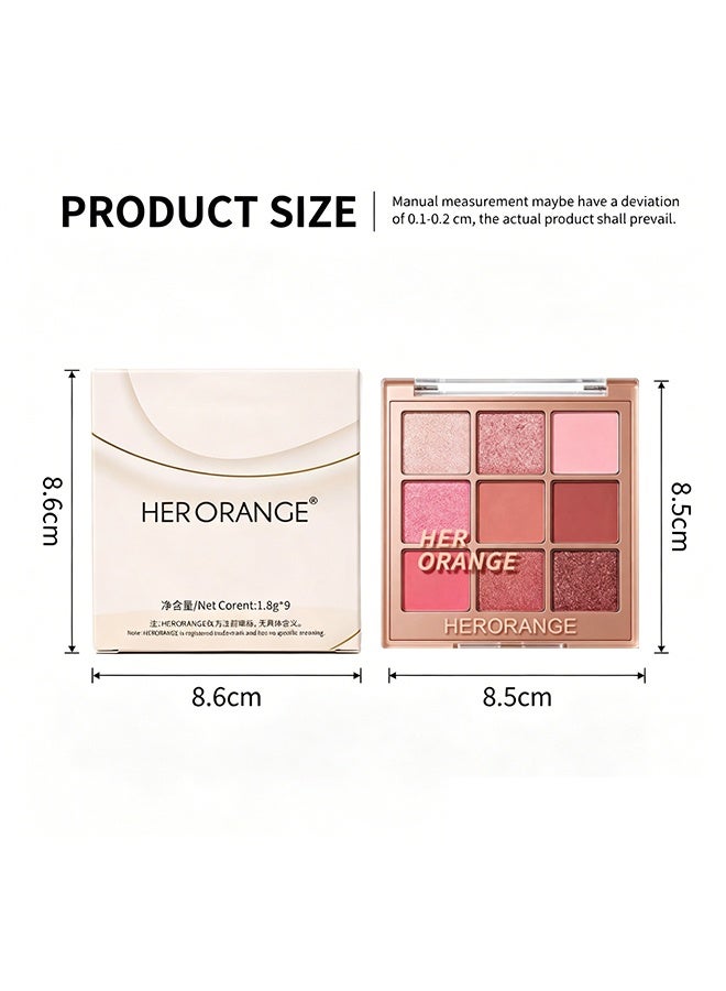 HERORANGE 9 Colors The Pink Mist Dream Eyeshadow Palette, Multi Tone Blendable Pigmented Eyeshadow Powder, Long Lasting Natural Daily & Pink Smoky Eye Makeup Palette 02# - Image 5