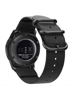 Fintie Bands Compatible with Samsung Galaxy Watch 3 45mm / Galaxy Watch 46mm / Gear S3 Classic/Frontier, Soft Woven Nylon Band 22mm Quick Release Adjustable Replacement Sport Strap, Black  - Image 1