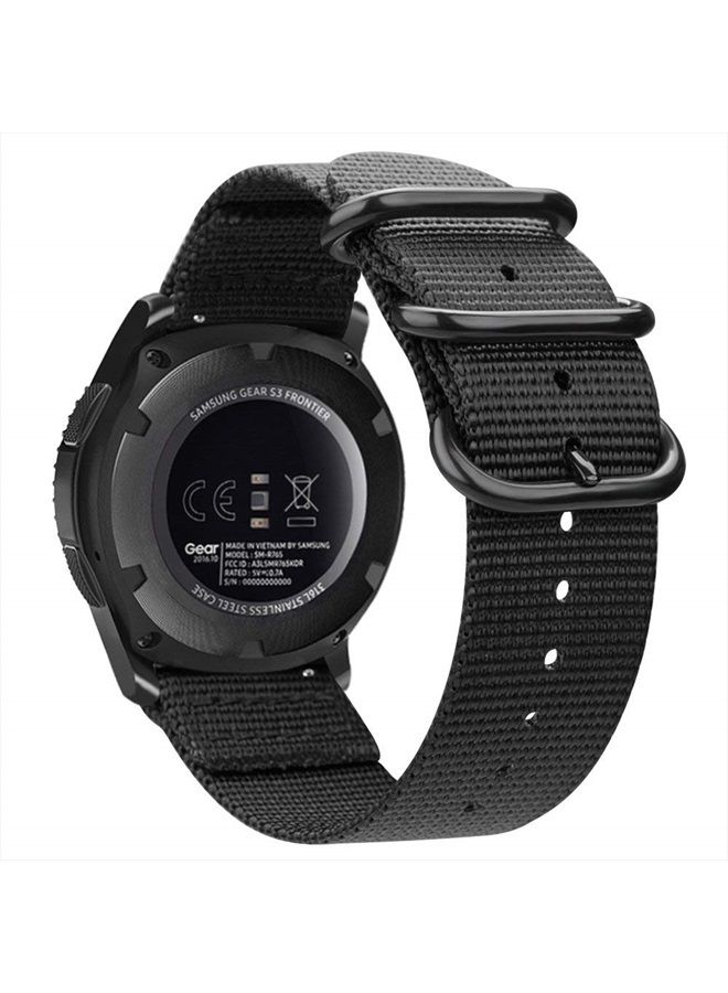 Fintie Bands Compatible with Samsung Galaxy Watch 3 45mm / Galaxy Watch 46mm / Gear S3 Classic/Frontier, Soft Woven Nylon Band 22mm Quick Release Adjustable Replacement Sport Strap, Black - Image 1