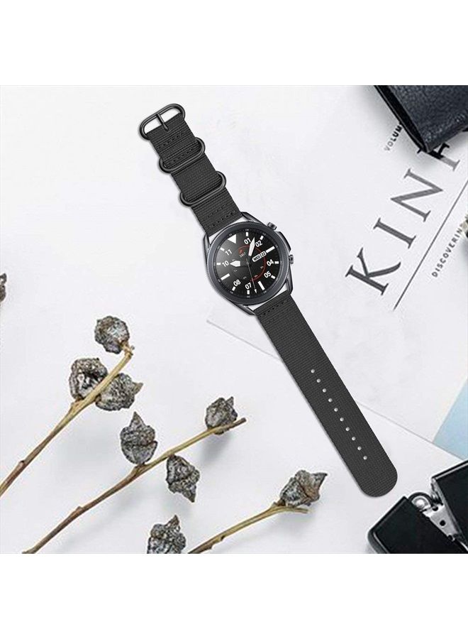 Fintie Bands Compatible with Samsung Galaxy Watch 3 45mm / Galaxy Watch 46mm / Gear S3 Classic/Frontier, Soft Woven Nylon Band 22mm Quick Release Adjustable Replacement Sport Strap, Black - Image 5