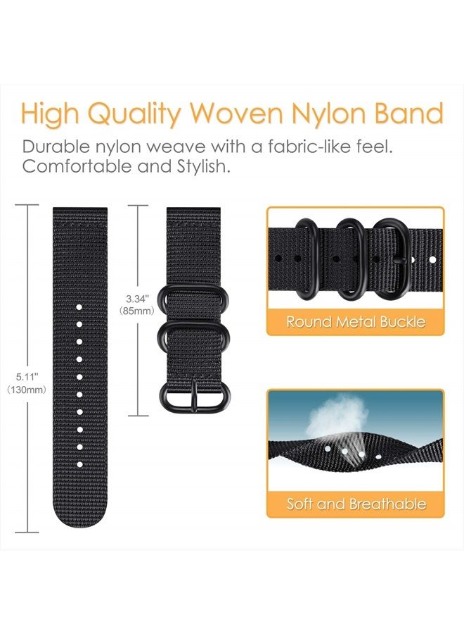 Fintie Bands Compatible with Samsung Galaxy Watch 3 45mm / Galaxy Watch 46mm / Gear S3 Classic/Frontier, Soft Woven Nylon Band 22mm Quick Release Adjustable Replacement Sport Strap, Black - Image 2