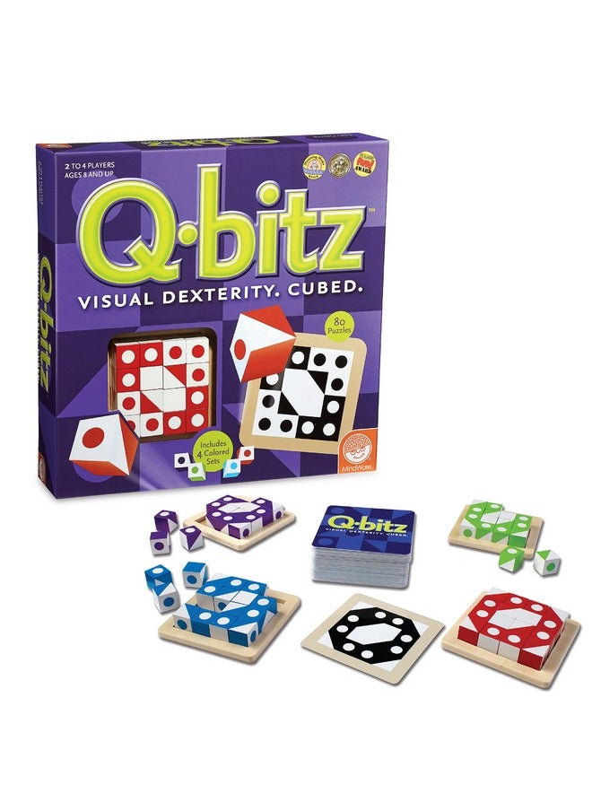 Mindware - Mindware Q-Bitz Pattern Matching Fun Board Games for Family Game Night | Ages 8 and up 2-4 Players - Image 1