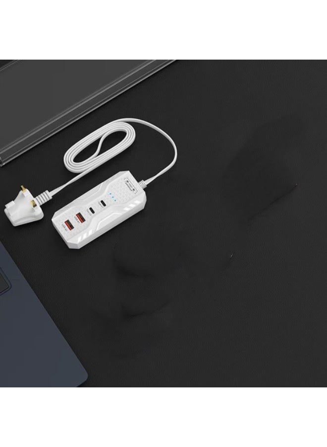 GALUIN Intelligent multi-hole socket, with 2 USB and 2 Type C ports. Ideal for both office and home use, featuring portable fast charging plug. - Image 3