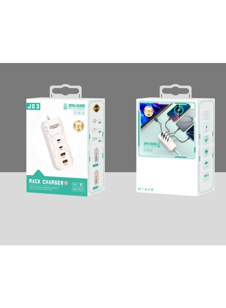 GALUIN Intelligent multi-hole socket, with 2 USB and 2 Type C ports. Ideal for both office and home use, featuring portable fast charging plug. - Image 2