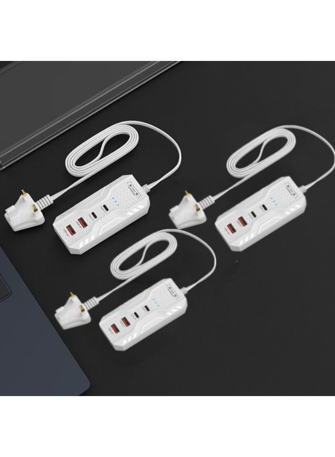 GALUIN Intelligent multi-hole socket, with 2 USB and 2 Type C ports. Ideal for both office and home use, featuring portable fast charging plug. - Image 1