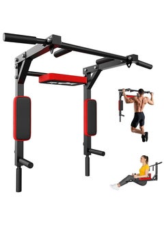 OHAHO Multifunctional Wall Mounted Pull Up Bar Chin Up bar Dip Station for Indoor Home Gym Workout Power Tower Set Training Equipment Fitness Dip Stand Supports to 440 Lbs  - Image 1