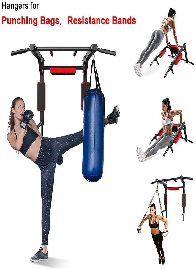 WAKYME - Multifunctional Wall Mounted Pull Up Bar Chin Up bar Dip Station for Indoor Home Gym Workout Power Tower Set Training Equipment Fitness Dip Stand Supports to 440 Lbs - Image 1