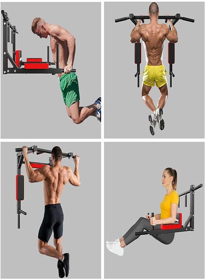 WAKYME - Multifunctional Wall Mounted Pull Up Bar Chin Up bar Dip Station for Indoor Home Gym Workout Power Tower Set Training Equipment Fitness Dip Stand Supports to 440 Lbs - Image 1