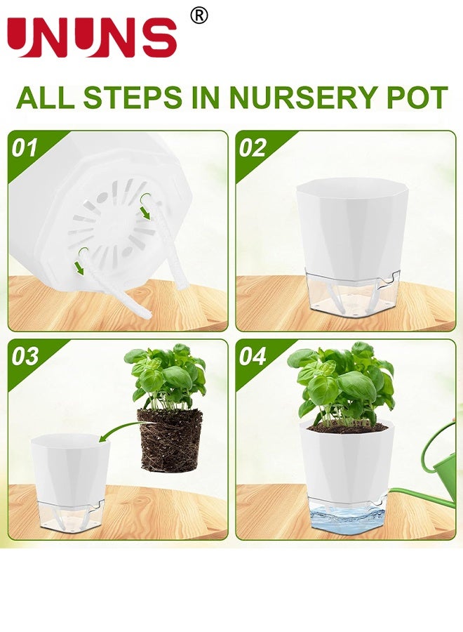 UNUNS Self Watering Pot,Flower Pots with Watering Spouts,3pcs Different Sizes,Large Self-Watering Planter Pots with Wick Cotton Rope,Planter Pot for Indoor Plants, Garden,Flowers(White) - Image 4