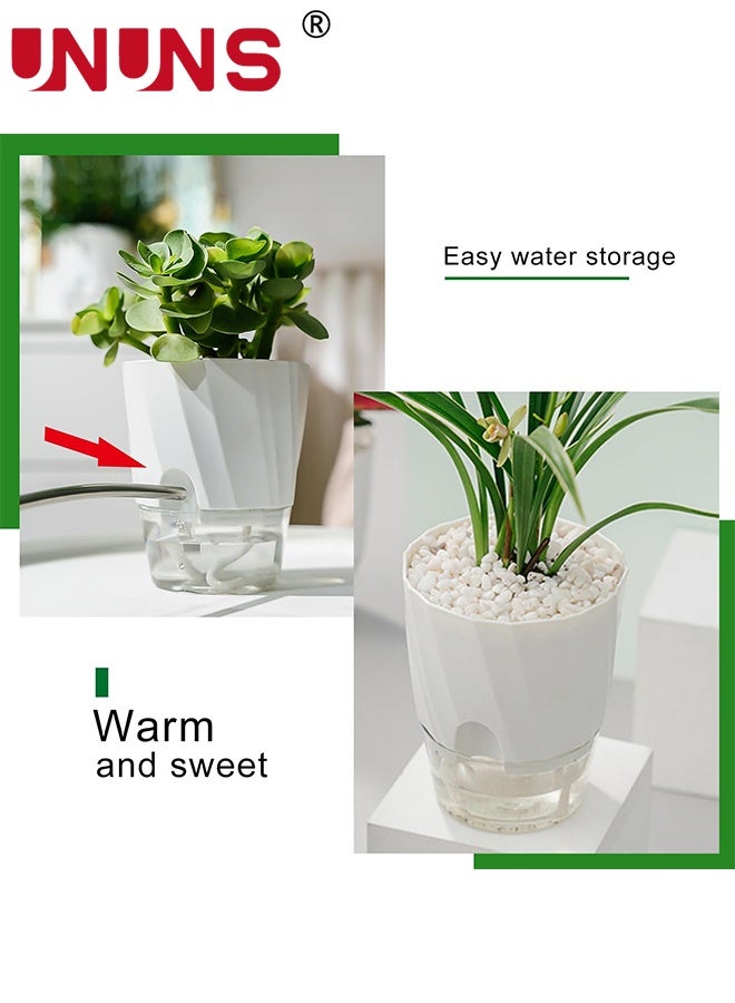 UNUNS Self Watering Pot,Flower Pots with Watering Spouts,3pcs Different Sizes,Large Self-Watering Planter Pots with Wick Cotton Rope,Planter Pot for Indoor Plants, Garden,Flowers(White) - Image 5
