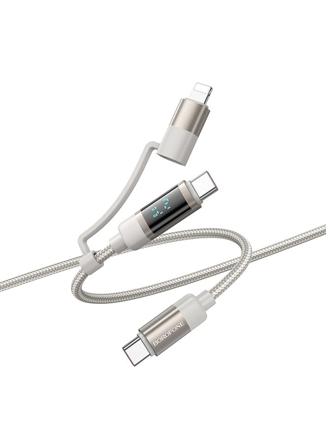 بوروفون Borofone BU52 نابضة بالحياة 1.2M 100W 2 في 1 USB-C / TYPE-C إلى USB-C / TYPE-C+8 كابل بيانات الشحن (رمادي) - Image 1