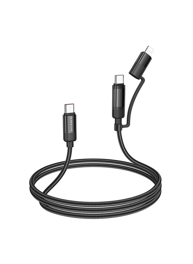 بوروفون Borofone BU52 نابضة بالحياة 1.2M 100W 2 في 1 USB-C / TYPE-C إلى USB-C / TYPE-C+8 كابل بيانات الشحن (رمادي) - Image 3