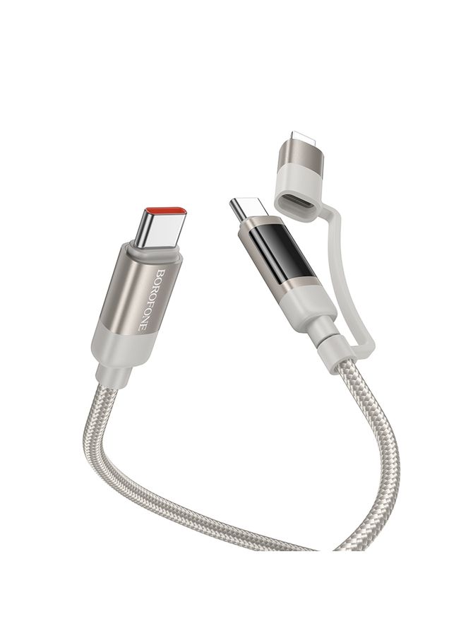 بوروفون Borofone BU52 نابضة بالحياة 1.2M 100W 2 في 1 USB-C / TYPE-C إلى USB-C / TYPE-C+8 كابل بيانات الشحن (رمادي) - Image 2