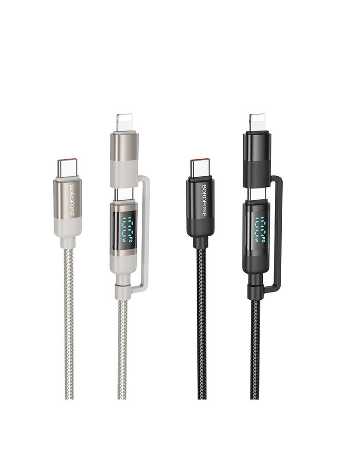 بوروفون Borofone BU52 نابضة بالحياة 1.2M 100W 2 في 1 USB-C / TYPE-C إلى USB-C / TYPE-C+8 كابل بيانات الشحن (رمادي) - Image 4