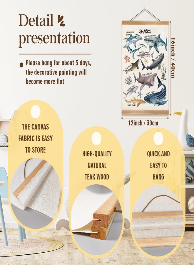 ZTGDA Sharks and Whales Posters, Sea Animals Shark Posters Wall Art,Marine Sharks Decor,Ocean Educational Poster for Kid Classroom Decorations Kids Room Home Nursery Playroom, Set of 2(Shark -1) - Image 2