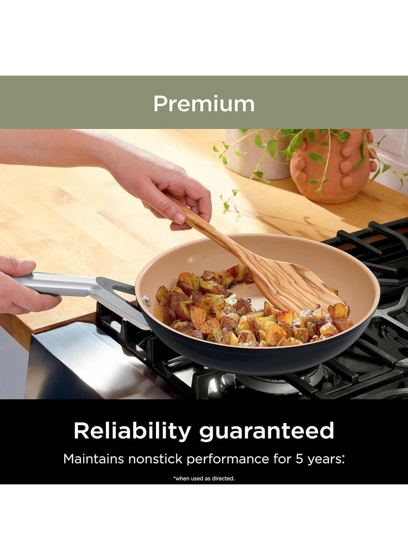 Ninja Ninja Extended Life Premium Ceramic 8 Fry Pan Nonstick Fry Pans Pots PTFE Free Healthy Cooking Oven Safe to 550F Dishwasher Safe All Stovetops  Induction Compatible Apricot CW90020  - Image 3
