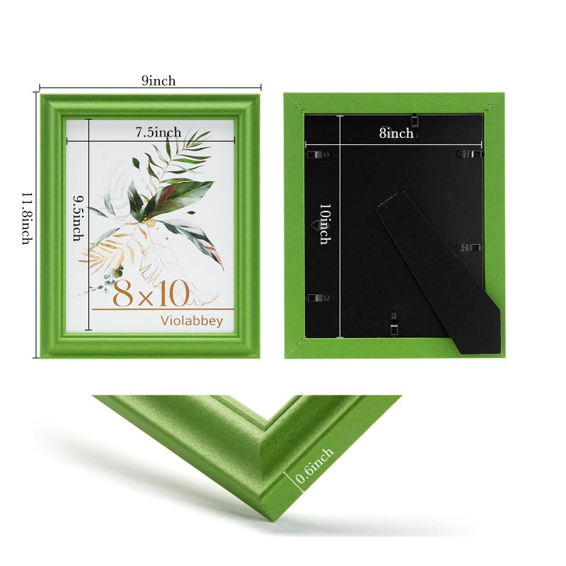 VIOLABBEY 8x10 Picture Frame Set of 4  8 x 10 Picture/Photo Frame for Wall Mounted or Tabletop Display  Real Glass  Family Friends Gift (Green+White+Grey+Blue) - Image 3