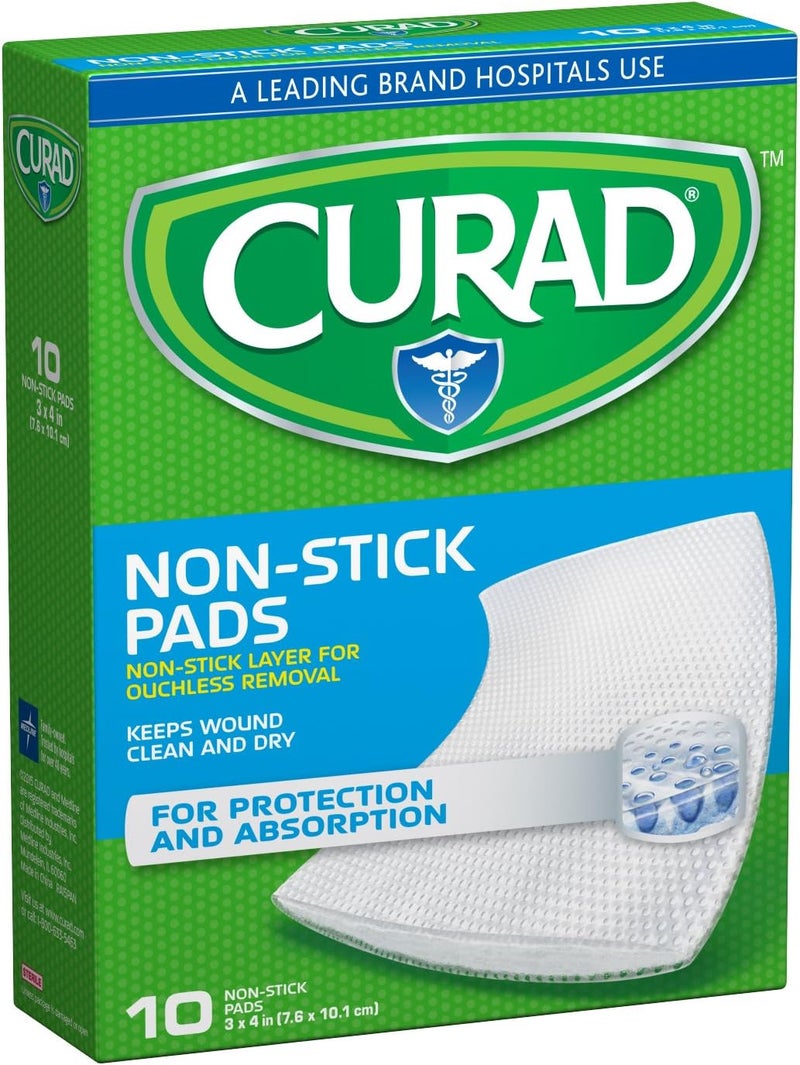 CURAD NonStick Pads 3 Inches X 4 Inches 10 Count - Image 1