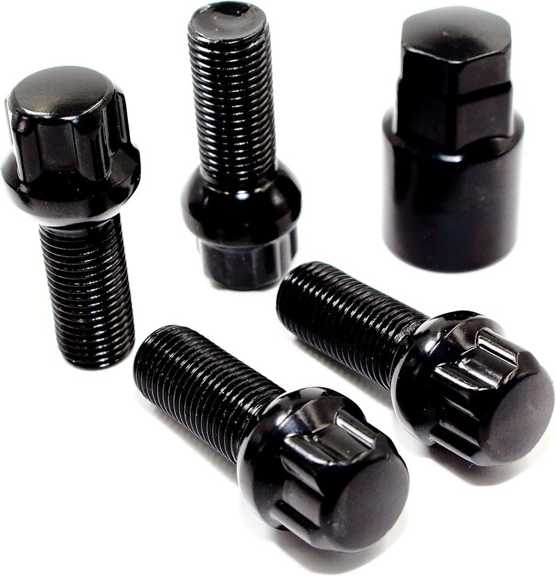 Veritek Performance Set of 4 Black Ball Seat Wheel Bolt Locks for Mercedes Audi VW - Image 1