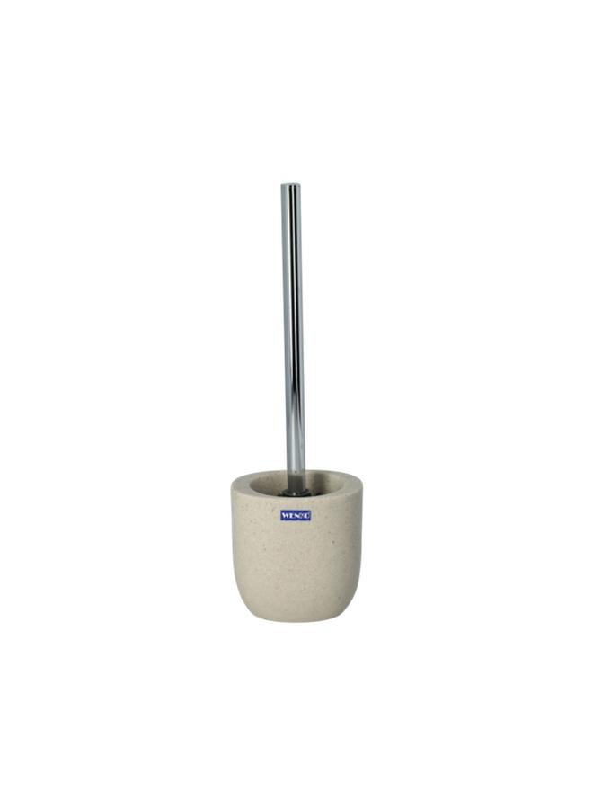 Wenko Puro Contemporary Design Polyresin Toilet Brush With Holder Beige And Silver 20477100 - Image 1