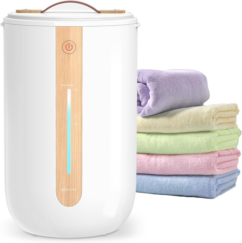 Keenray Towel Warmer for Bathroom, Towel warmer bucket with Heating Progress Bar, Fragrance Disc Holder, Leather handle, Auto Shut-off Towel Bucket Fits Up to Two 40" x 70" Towels, Bathrobes, Blankets - Image 1
