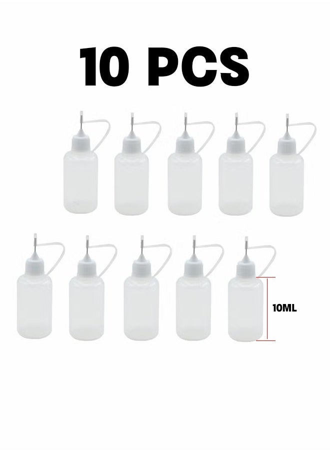 Realfrog - 10 Pieces 10ml Precision Tip Applicator Bottle Needle Tip Glue Applicator Bottle DIY Quilling Tool Precision Bottle Needle Bottle Squeeze Bottle - Image 1