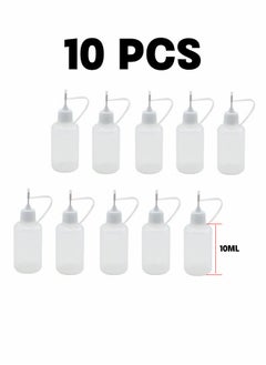 Realfrog 10 Pieces 10ml Precision Tip Applicator Bottle Needle Tip Glue Applicator Bottle DIY Quilling Tool Precision Bottle Needle Bottle Squeeze Bottle  - Image 1
