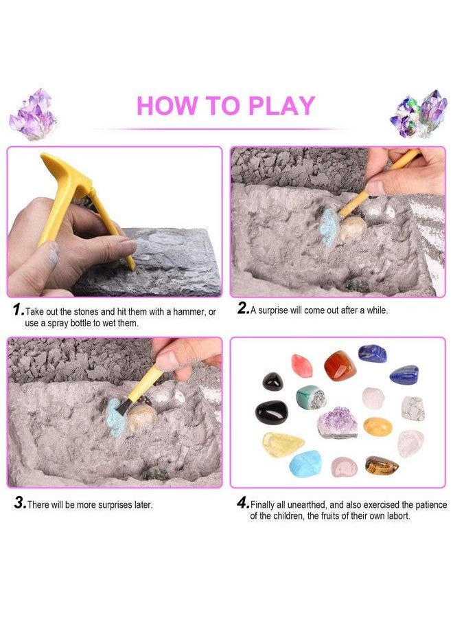 DODOMAGXANADU - Gemstone Dig Kit 16 Real Gem Stones Excavation Kit Stem Educational Toys Science Kits Rock And Geology Party Favors Excavate Toys Gift For Girls Boys - Image 1