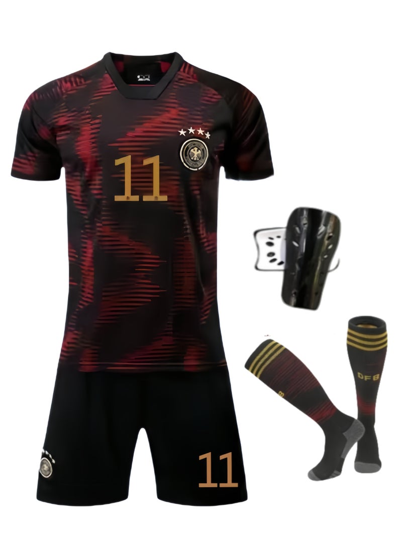 4-Piece Football Jersey Short Suit Men's And Women's Outdoor No. 11 Training Suit