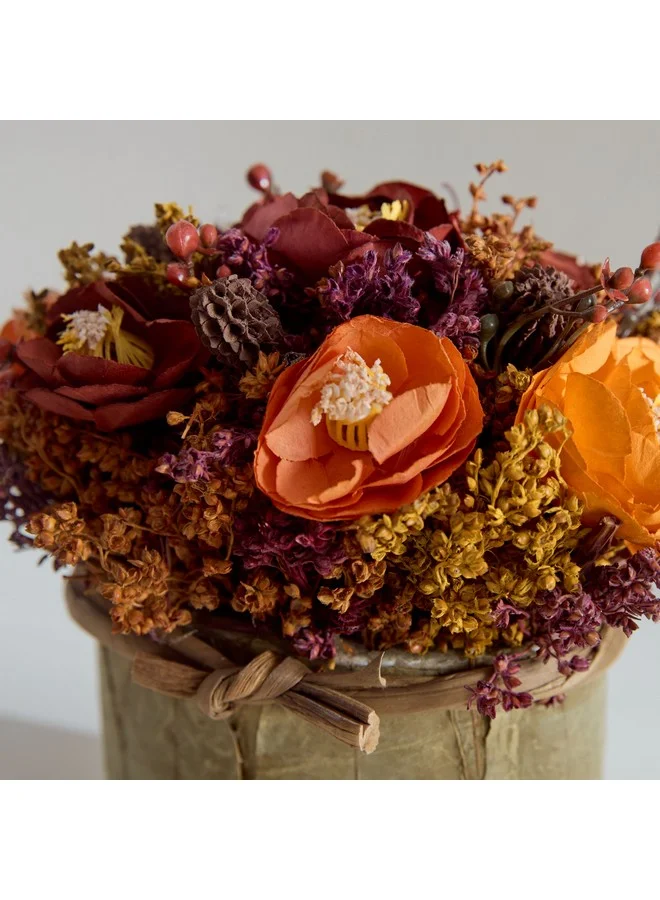 Home Box Caven Mix Ranunculus Arrangement in Oval Shape Planter 17 x 12.5 x 17 cm