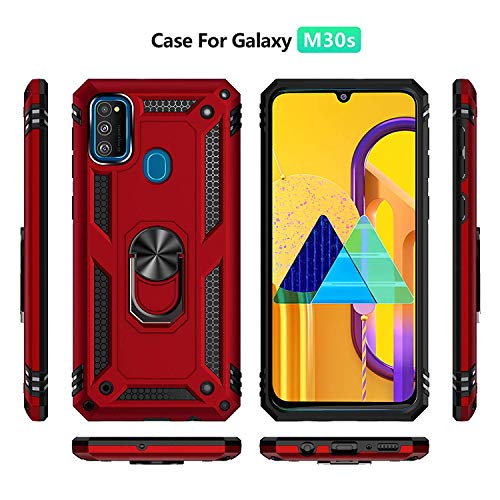 REALCASE TPU+PC Samsung M21 2021 Edition|M21|M30S Back Cover Case|Heavy Duty Dual Layer Hybrid Shock Proof Armor Defender Ring Case Back Cover For Samsung M21 2021 Edition|M21|M30S (Red) - Image 3