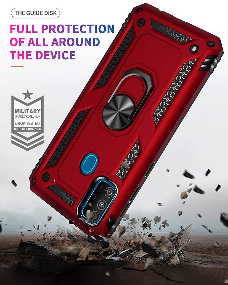 REALCASE TPU+PC Samsung M21 2021 Edition|M21|M30S Back Cover Case|Heavy Duty Dual Layer Hybrid Shock Proof Armor Defender Ring Case Back Cover For Samsung M21 2021 Edition|M21|M30S (Red) - Image 4