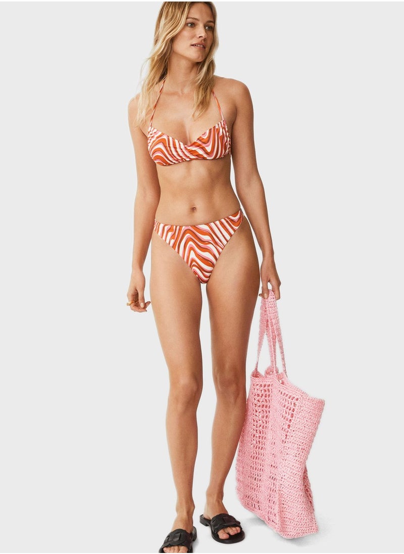 High Leg Printed Bikini Bottom