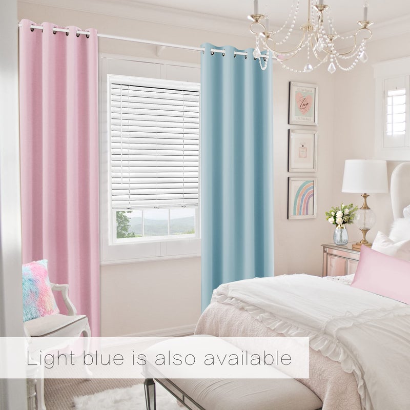 KOUFALL Pink Curtains 63 Inch Length for Baby Girls Nursery Decor,2 Panel Sets Pair Thick Room Darkening Heat Light Blocking Grommet Thermal Insulated Blackout Curtain for Bedroom Girls 52x63 Inches Long - Image 4