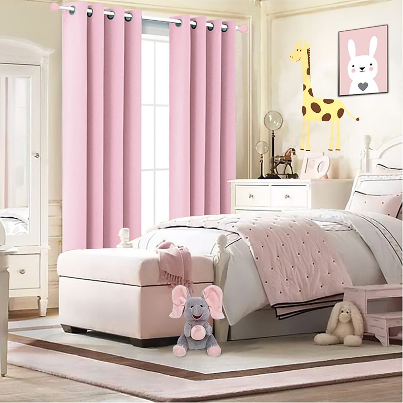 KOUFALL Pink Curtains 63 Inch Length for Baby Girls Nursery Decor,2 Panel Sets Pair Thick Room Darkening Heat Light Blocking Grommet Thermal Insulated Blackout Curtain for Bedroom Girls 52x63 Inches Long - Image 5