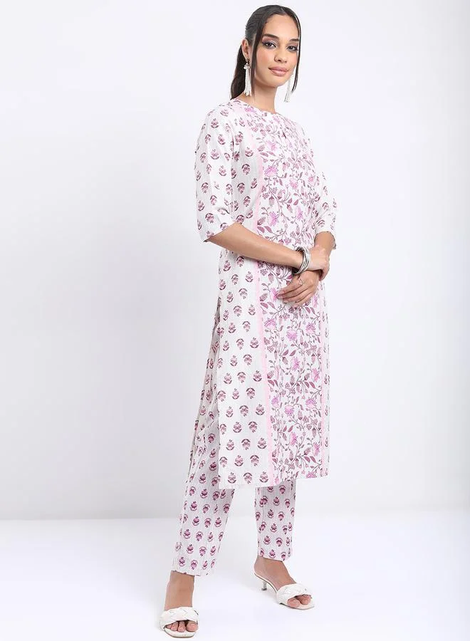 Vishudh Women Multicolor Printed Kurta Set by Styli