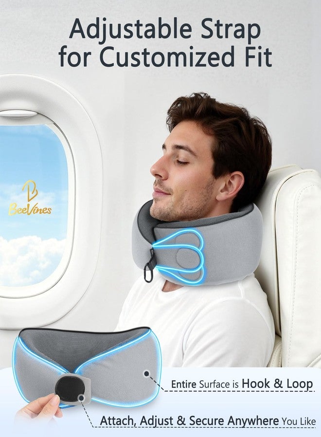BeeVines Travel Pillow with Carry Case, Memory Foam Neck Pillows for Airplanes, 360° Wrap Around Support for Sleeping, Breathable & Washable Cover for Long Flights, Car & Train Traveling - Image 2