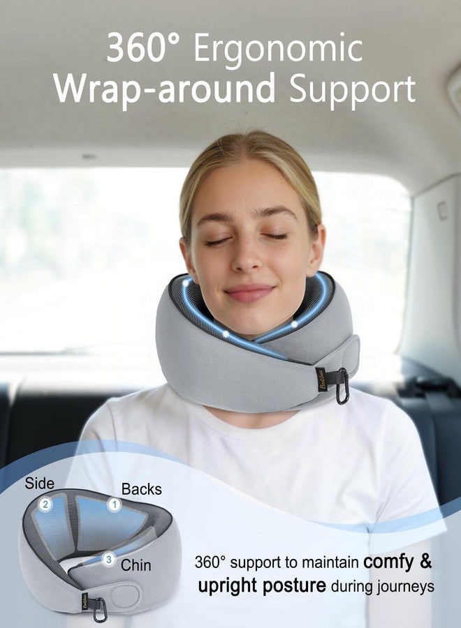BeeVines Travel Pillow with Carry Case, Memory Foam Neck Pillows for Airplanes, 360° Wrap Around Support for Sleeping, Breathable & Washable Cover for Long Flights, Car & Train Traveling - Image 3