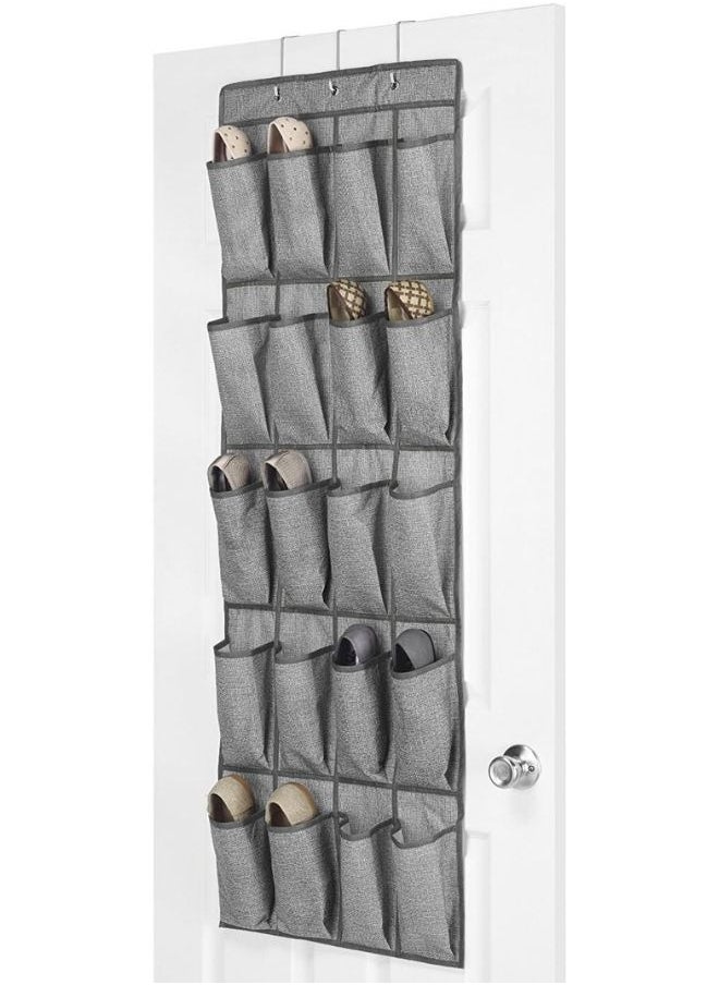 Generic Hanging Shoe Organizer Over the Door 20 Pockets Fabric with Practical and Elegant Design - Grey  - Image 2