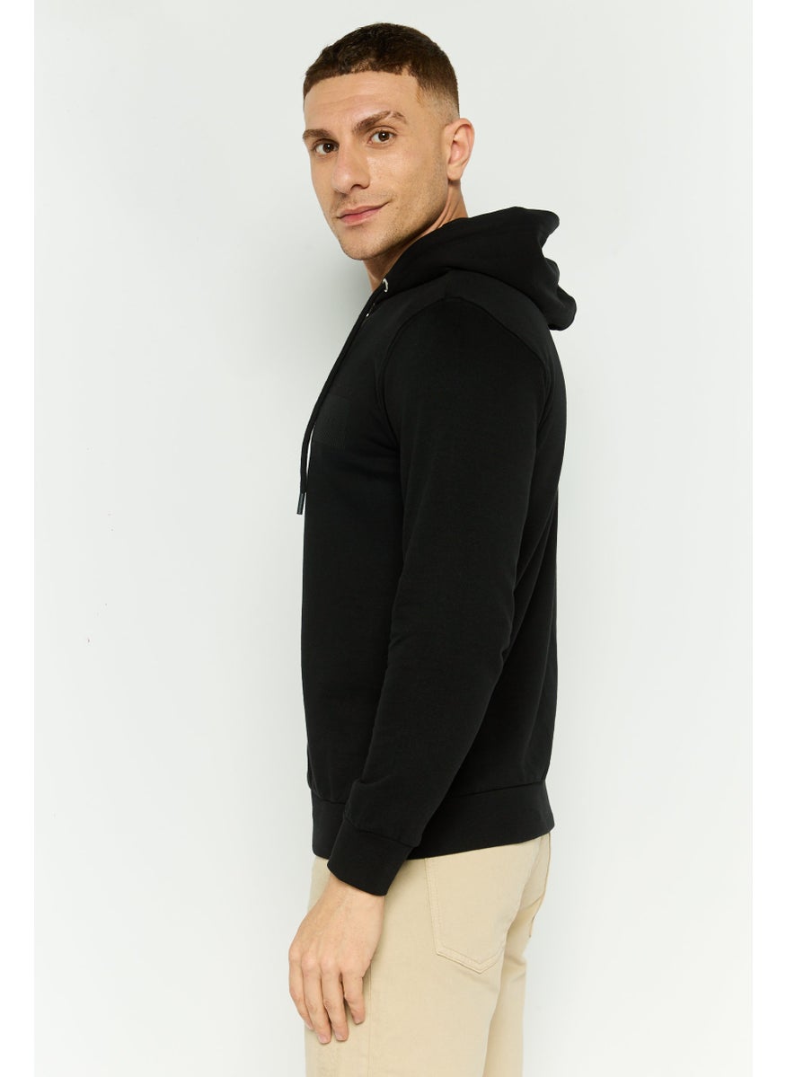Gazzarrini Men Brand Logo Long Sleeves Hoodie, Black  - Image 3