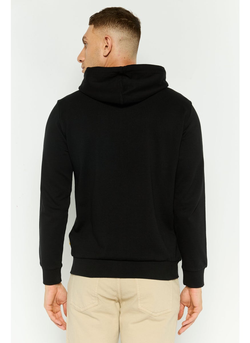 Gazzarrini Men Brand Logo Long Sleeves Hoodie, Black  - Image 4