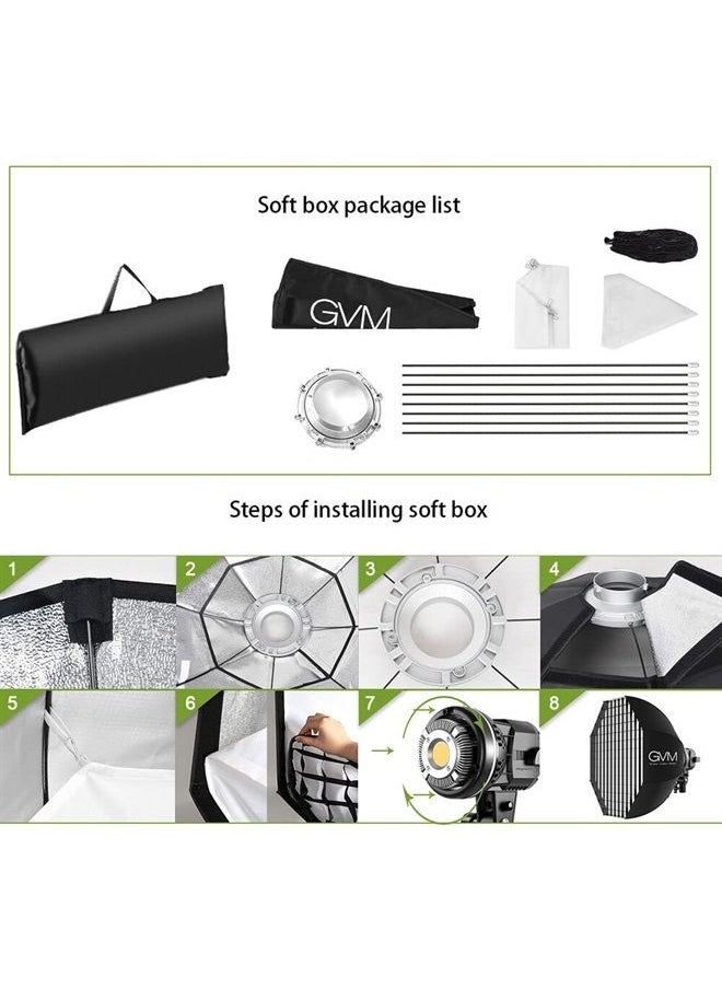 GVM Great Video Maker - GVM 80W Photo Studio Lighting Kit, LED Video Light with Bowen Mount 23.6" Softbox, Tripod Stand, Continuous Output Daylight 5600K Lights for Photography - Image 1