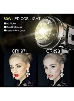 GVM 80W Photo Studio Lighting Kit, LED Video Light with Bowen Mount 23.6" Softbox, Tripod Stand, Continuous Output Daylight 5600K Lights for Photography