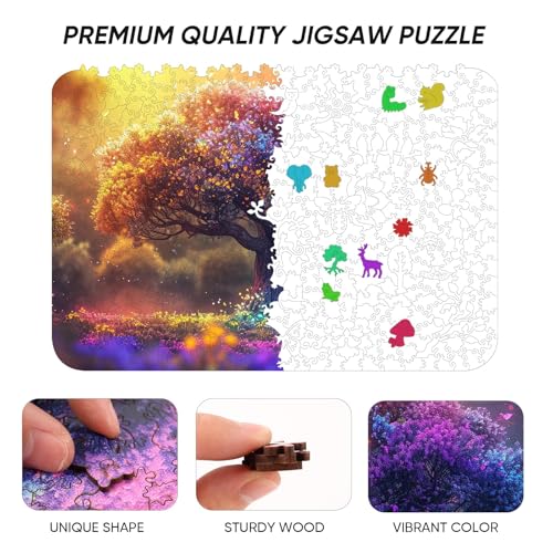 Qiuenisray Wooden Puzzles for Adults 1000 Pieces Tree of Life Jigsaw Puzzles Challenging Puzzle FSC Certified Natural Forest Tree Decor Unique Shape Puzzle Gift for Family Game 234x161 in - Image 5