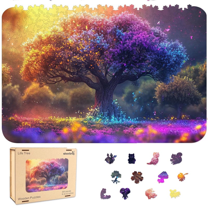 Qiuenisray Wooden Puzzles for Adults 1000 Pieces Tree of Life Jigsaw Puzzles Challenging Puzzle FSC Certified Natural Forest Tree Decor Unique Shape Puzzle Gift for Family Game 234x161 in - Image 3