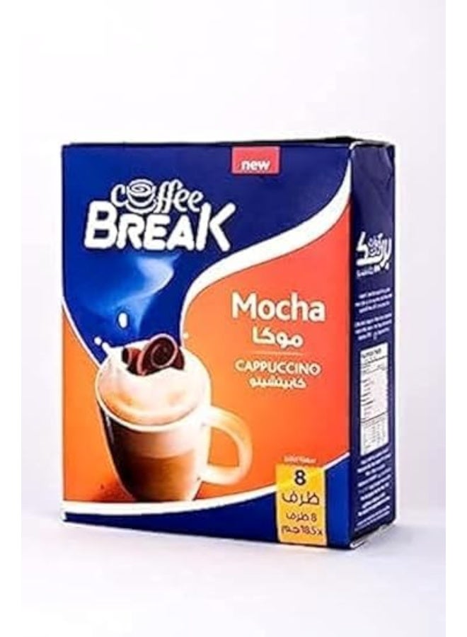 Coffee Break Instant Mocha Cappuccino - Coffee and Chocolate Blend - 18g per Sachet