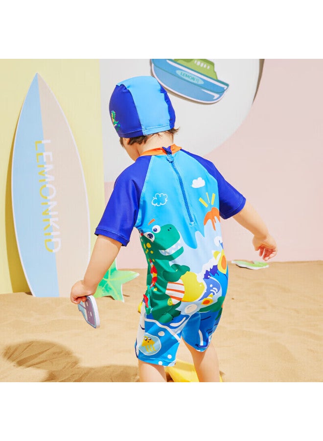 Lemonkid Children's One-piece Swimsuit, Quick-dry Swimwear For Boys And Girls, Big Kids And Toddlers, Surfing Dinosaur Design, Size 120 - Image 3