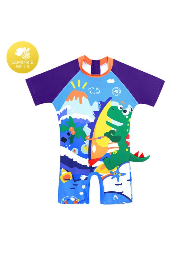 Lemonkid Children's One-piece Swimsuit, Quick-dry Swimwear For Boys And Girls, Big Kids And Toddlers, Surfing Dinosaur Design, Size 120 - Image 4